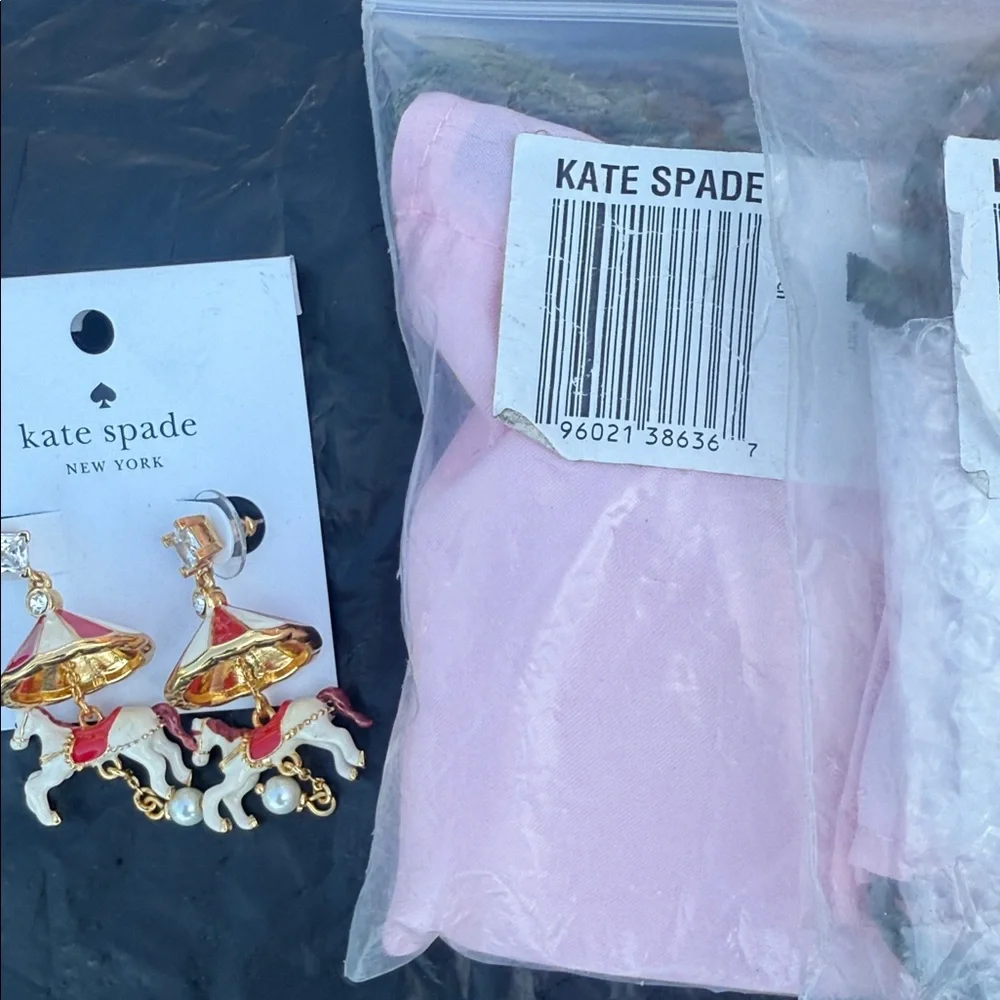 Kate Spade Gold and Red Carousel Horse Earrings